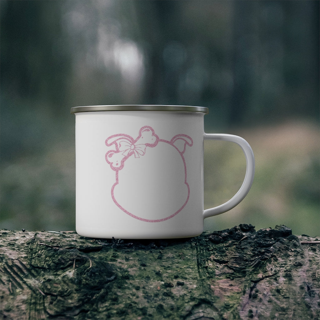 Diamond's Face Pink Outline On Enamel Camping Mug