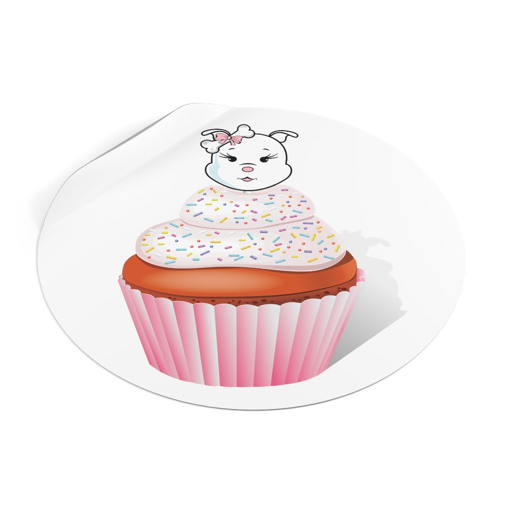 Copy of Vanilla With Sprinkles Diamond Cupcake On Lavender Round Vinyl Stickers