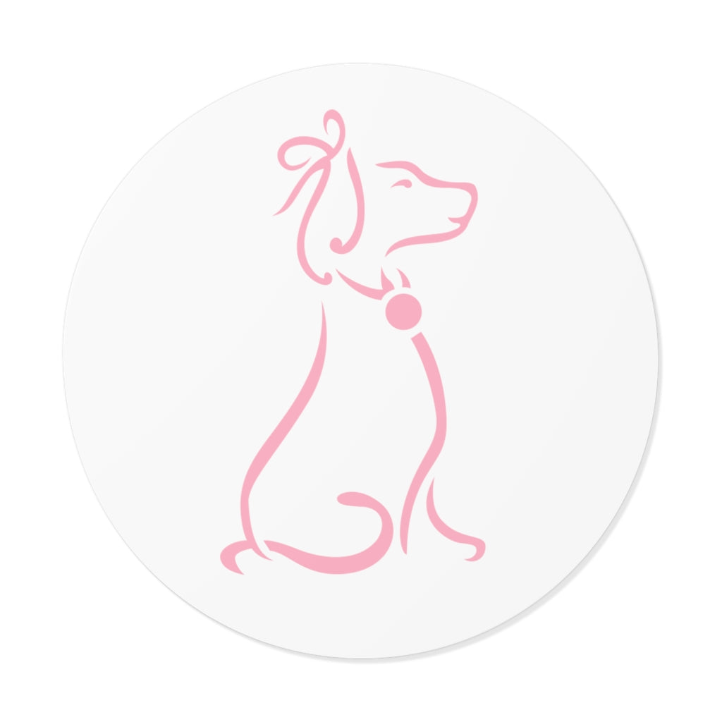 Pink Poochie Diva Icon On Round Vinyl Stickers