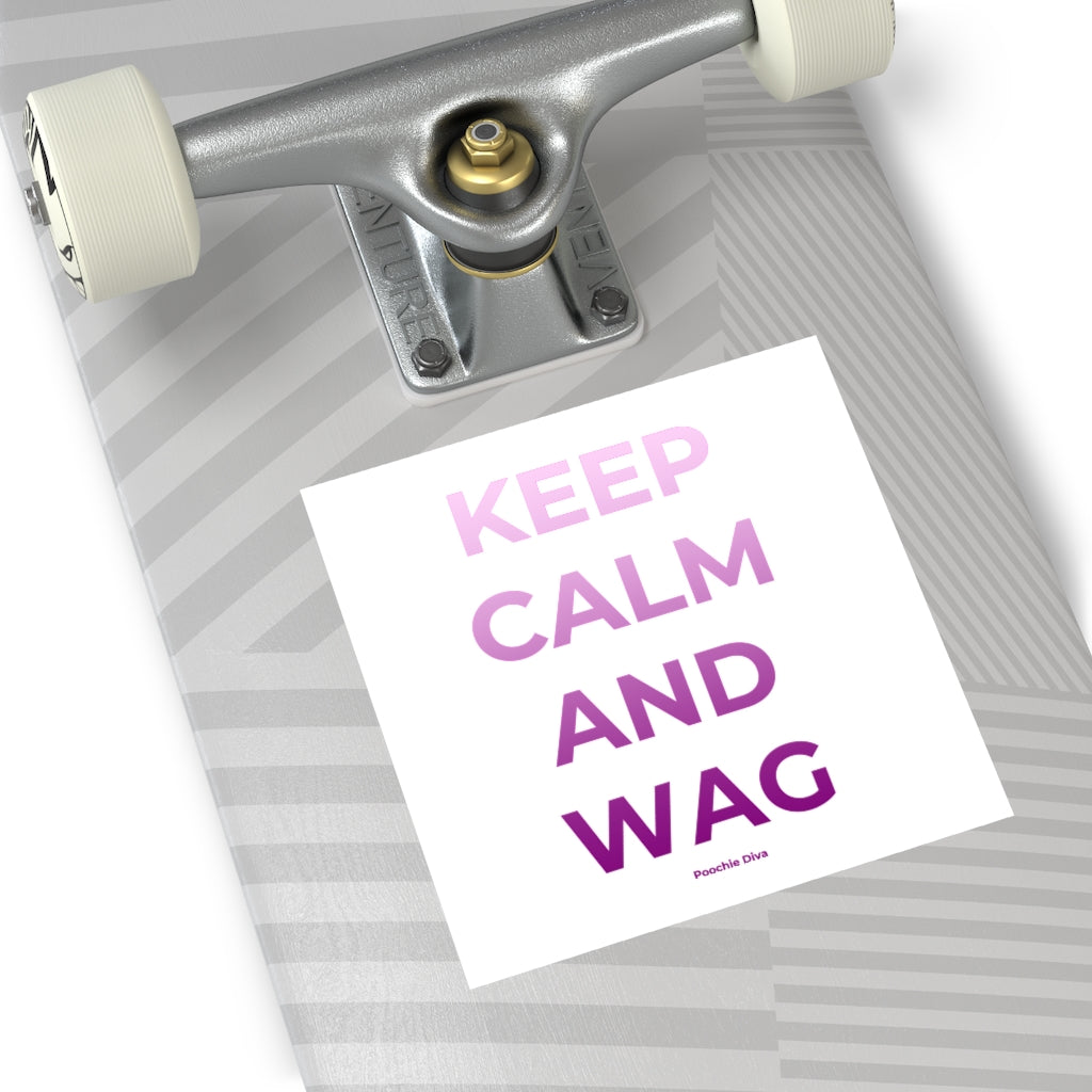 Keep Calm and Wag On Square Vinyl Stickers