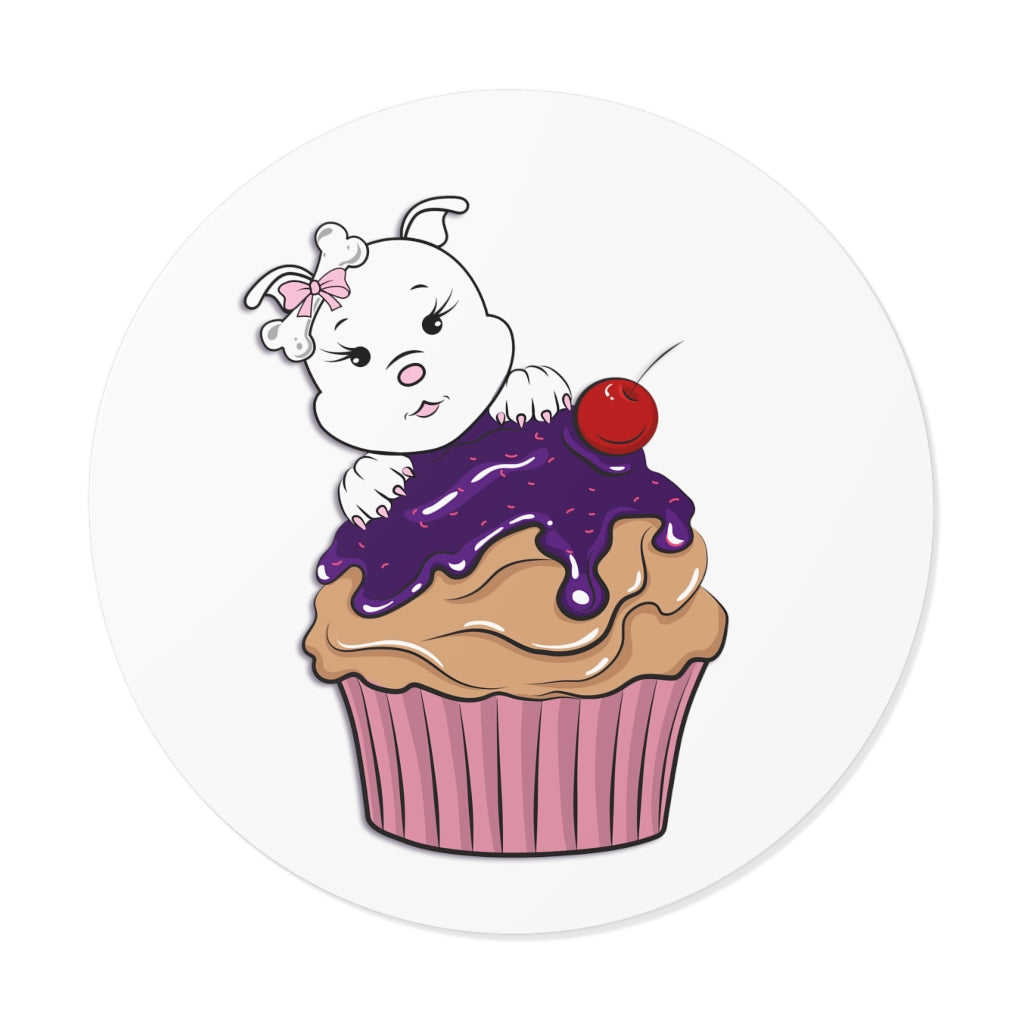 Purple Diamond Cupcake On Round Vinyl Stickers