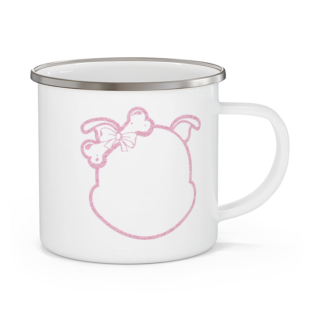 Diamond's Face Pink Outline On Enamel Camping Mug