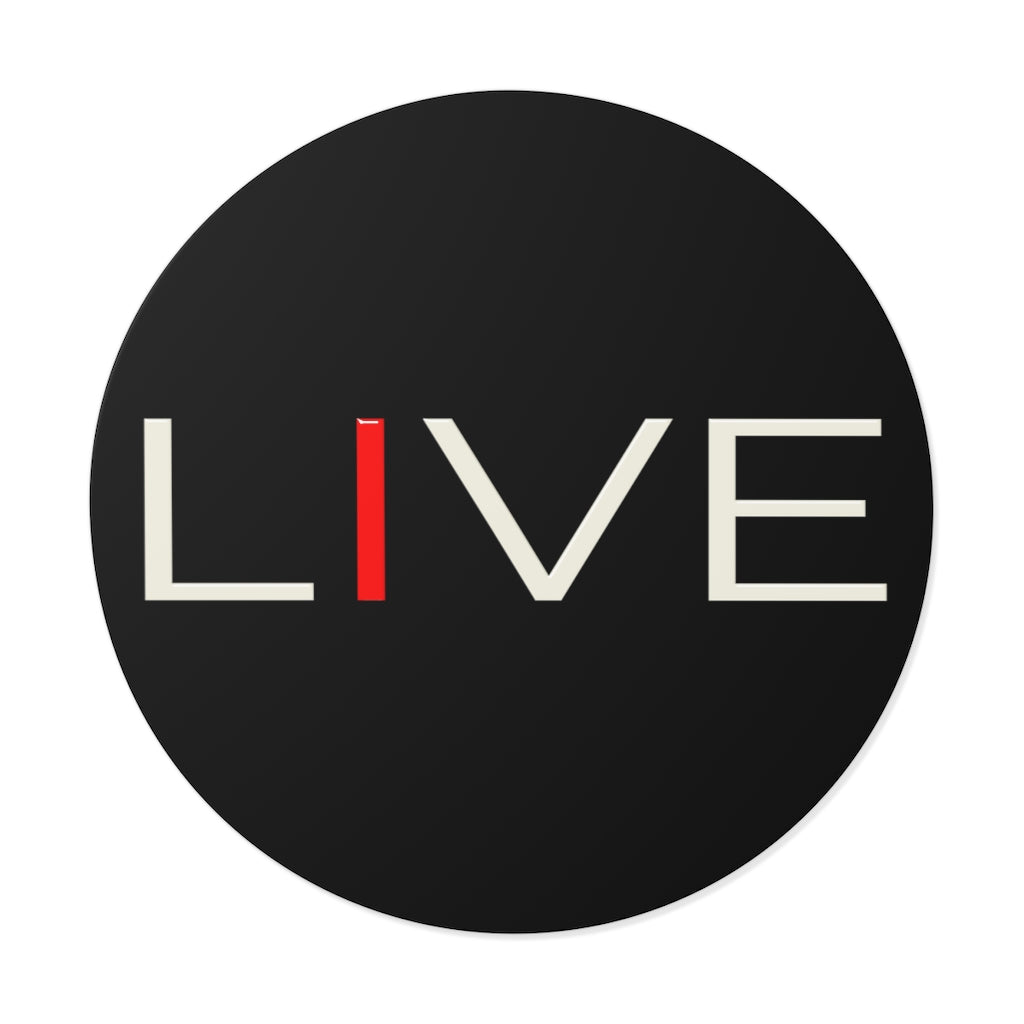 "I" LIVE On Black Round Vinyl Stickers