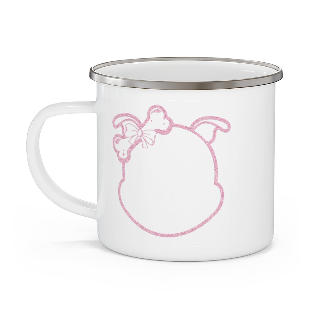 Diamond's Face Pink Outline On Enamel Camping Mug