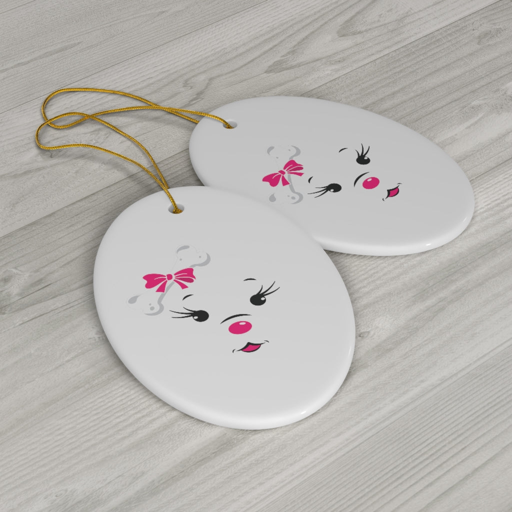Pink Diamond Face On Ceramic Ornaments