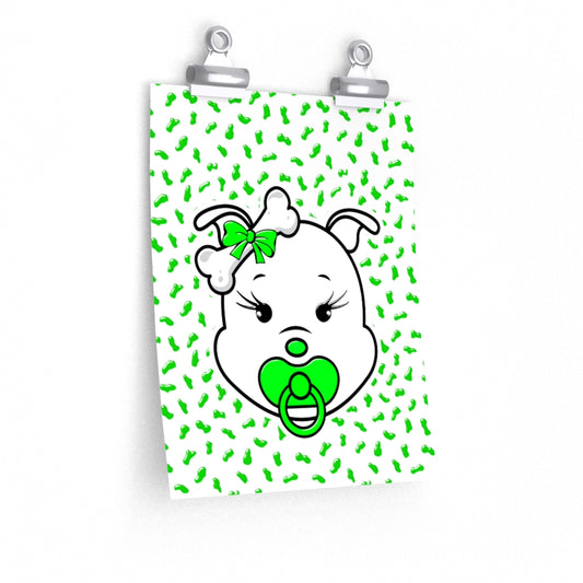 Green Animal Print Baby Diva Premium Matte vertical posters