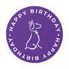 Poochie Diva&#39;s Happy Birthday On Purple Round Vinyl Stickers