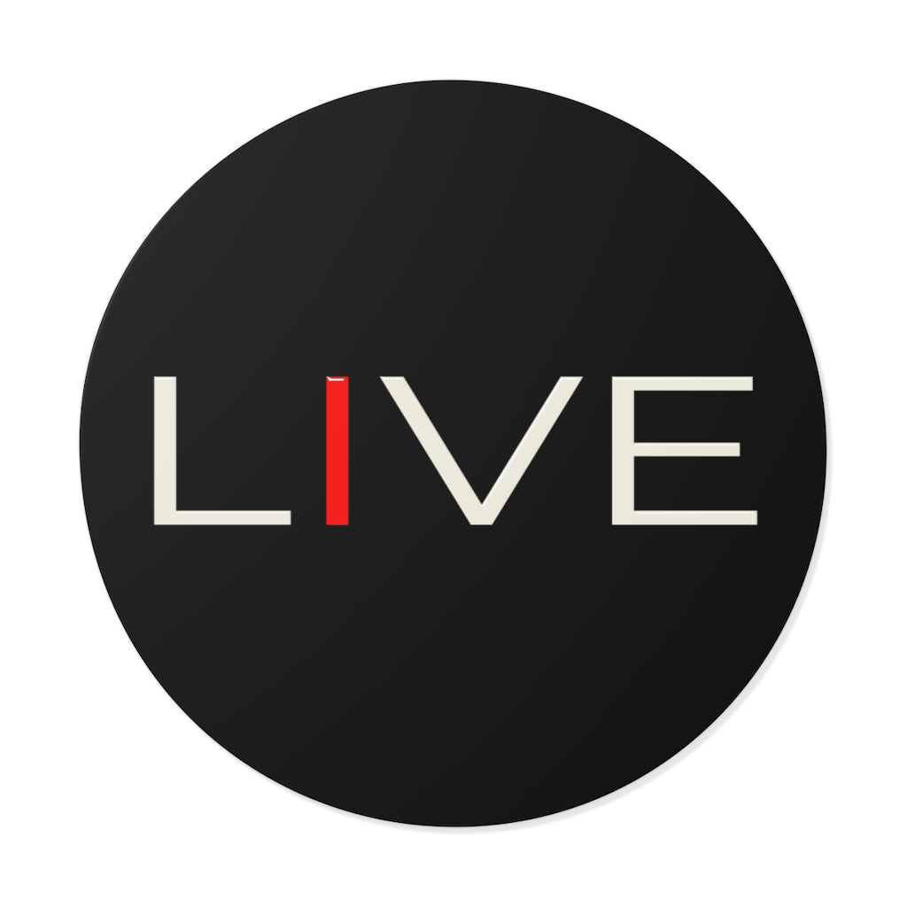 "I" LIVE On Black Round Vinyl Stickers