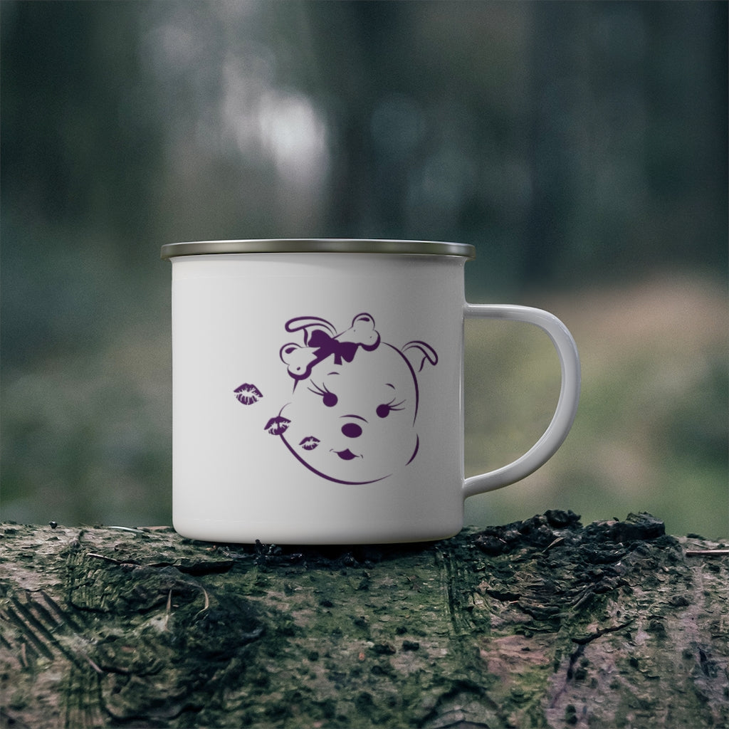 Purple Diamond Blowing Kisses On Enamel Camping Mug