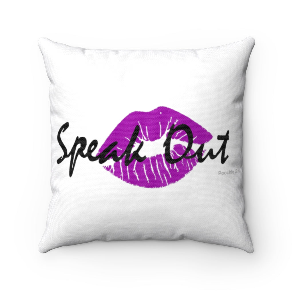 Speak Out Purple Lips Spun Polyester Square Pillow