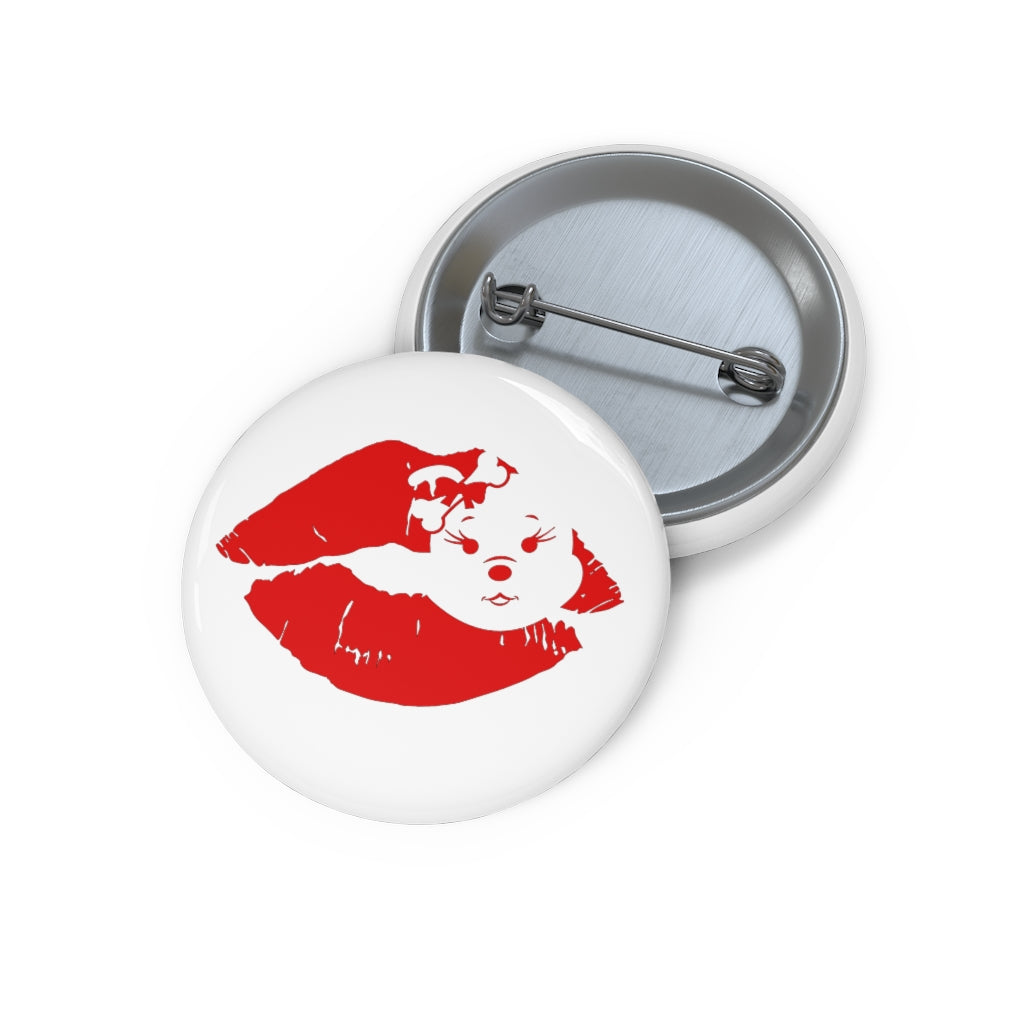 Red Diamond Lips On White Custom Pin Buttons