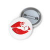 Red Diamond Lips On White Custom Pin Buttons