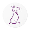 Purple Poochie Diva Icon On Round Vinyl Stickers