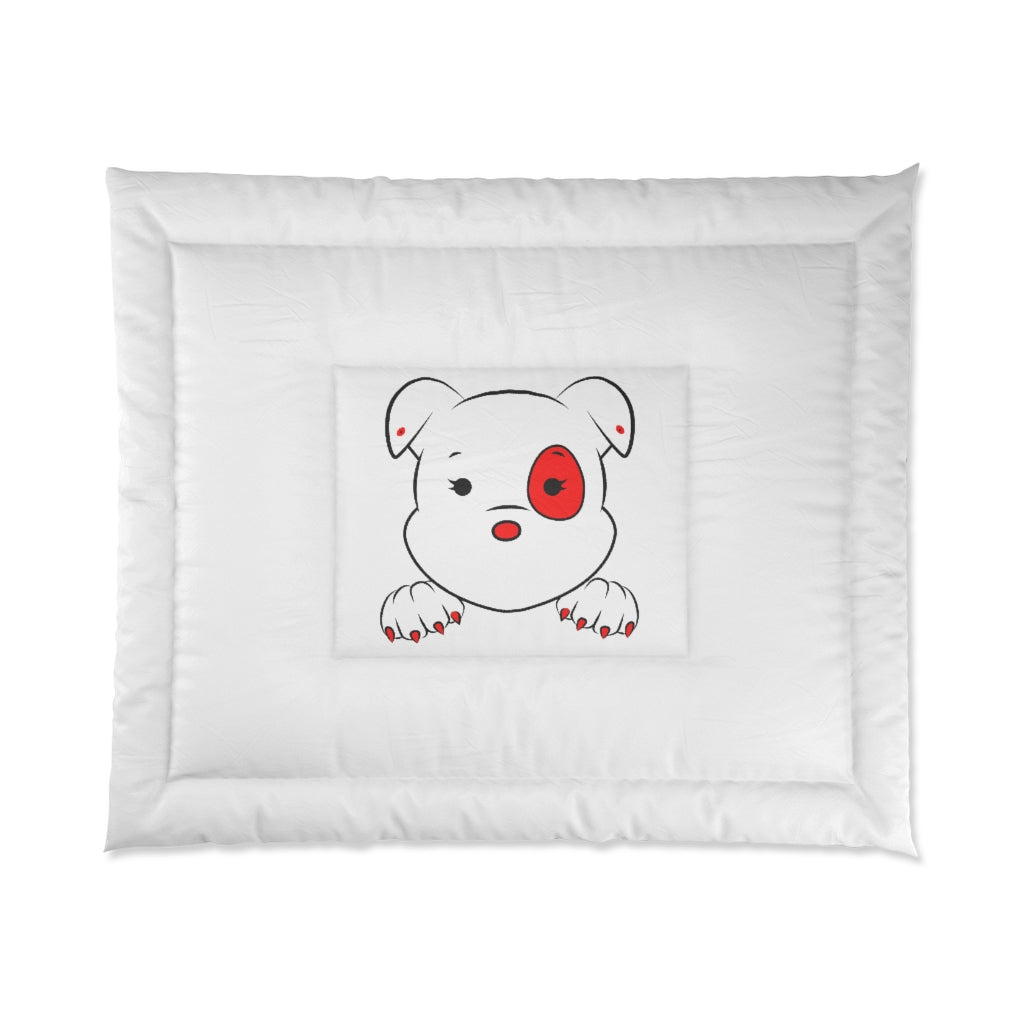 Red Mumbles Showing Paws On Comforter