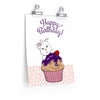 Purple Happy Birthday Diamond Cupcake On Premium Matte vertical posters