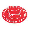 Personalize Mumble&#39;s Outline For Happy Birthday On Red Round Vinyl Stickers