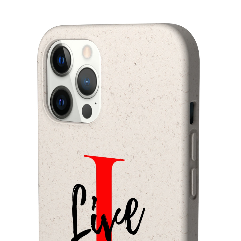 Oversized "I" Cursive LIVE On White Biodegradable Case