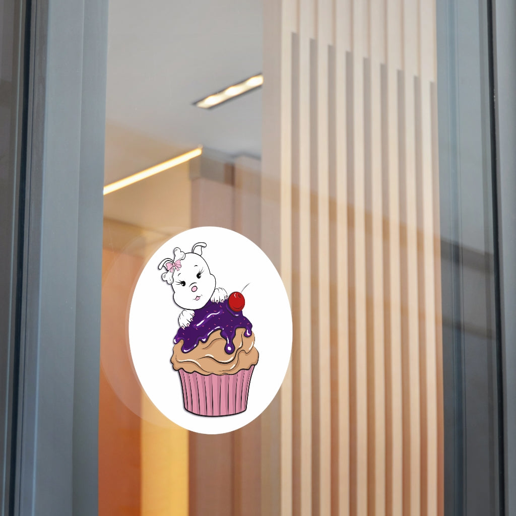 Purple Diamond Cupcake On Round Vinyl Stickers
