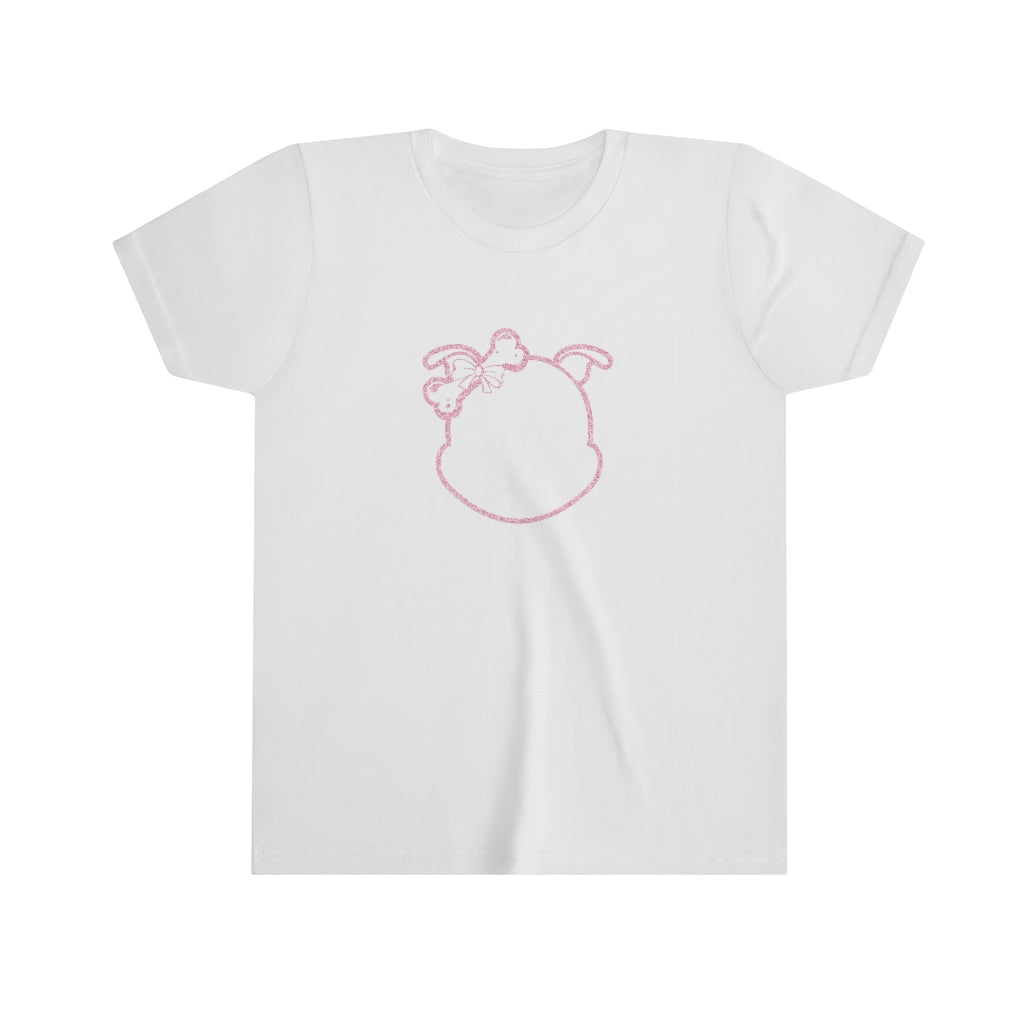 Pink Diamond Outline On Youth Short Sleeve Tee