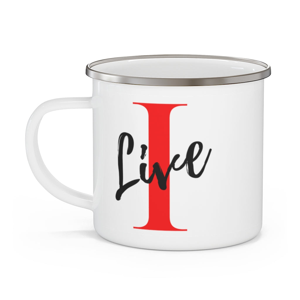 Oversized "I" LIVE On Enamel Camping Mug
