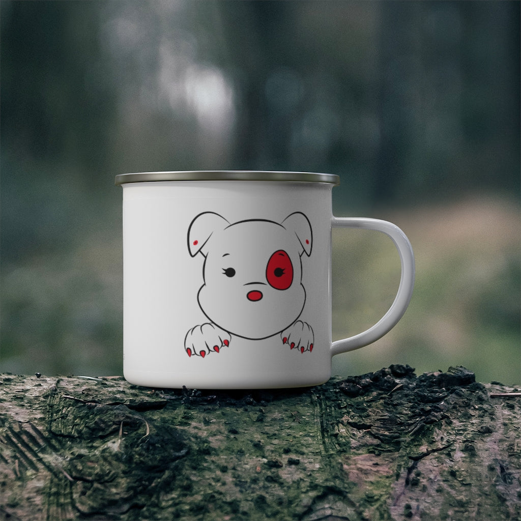 Flip For Her Lips Mumbles Showing Paws On Enamel Camping Mug