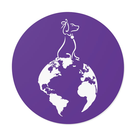 Best Dog In The World On Purple Round Vinyl Stickers