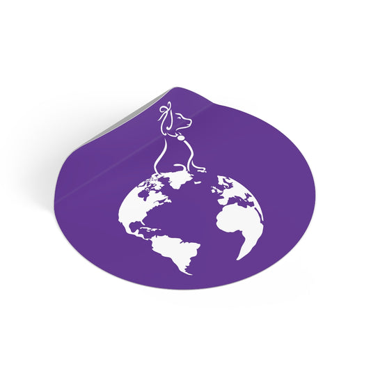 Best Dog In The World On Purple Round Vinyl Stickers