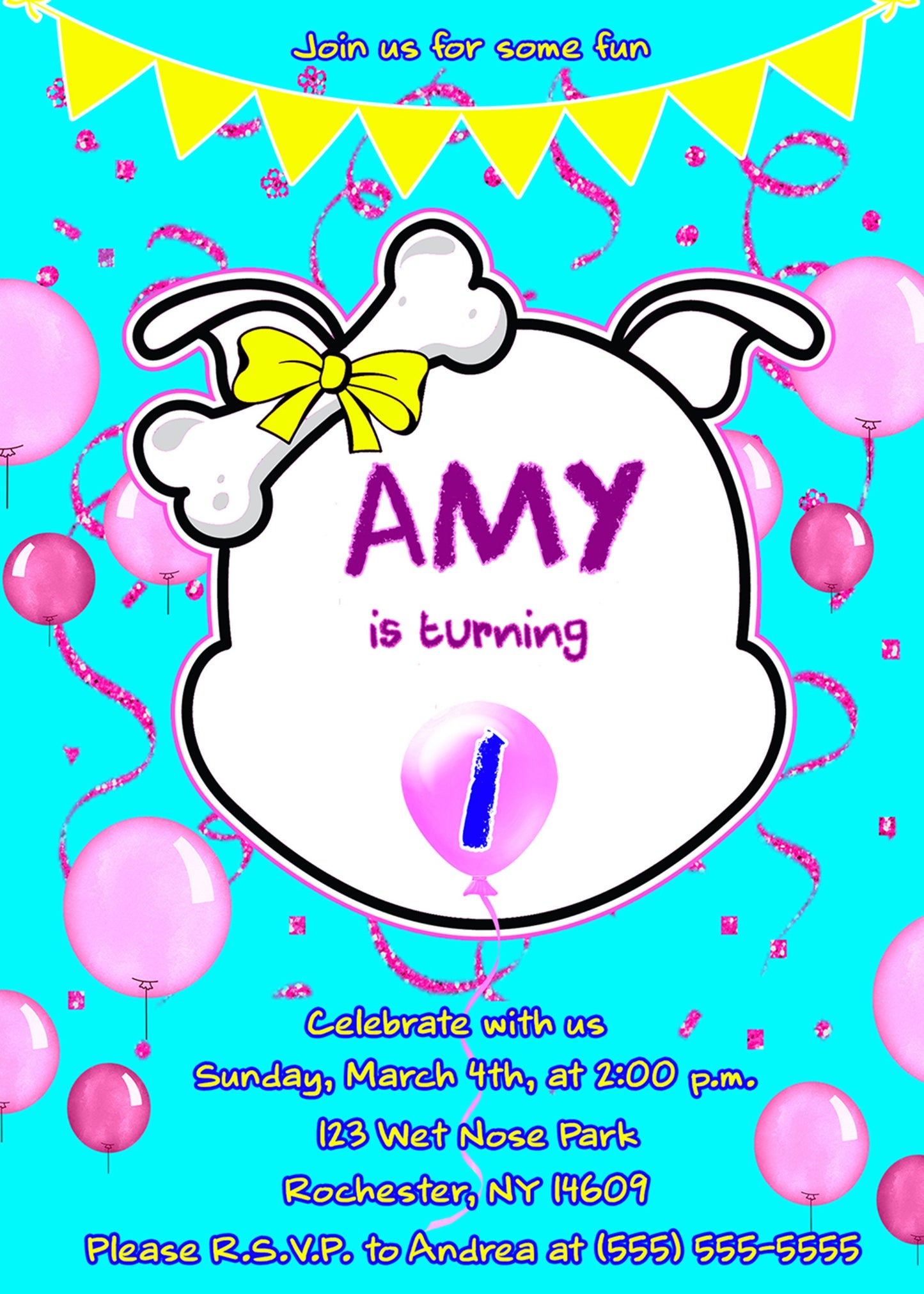 Dog Lover “Diamond's Outline Birthday Invitation | Kids Party Invite | Dog Stationery | Dog Birthday Invite | Digital | Invitation Printable