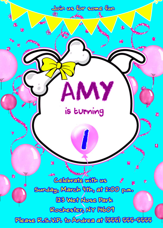 Dog Lover “Diamond's Outline Birthday Invitation | Kids Party Invite | Dog Stationery | Dog Birthday Invite | Digital | Invitation Printable