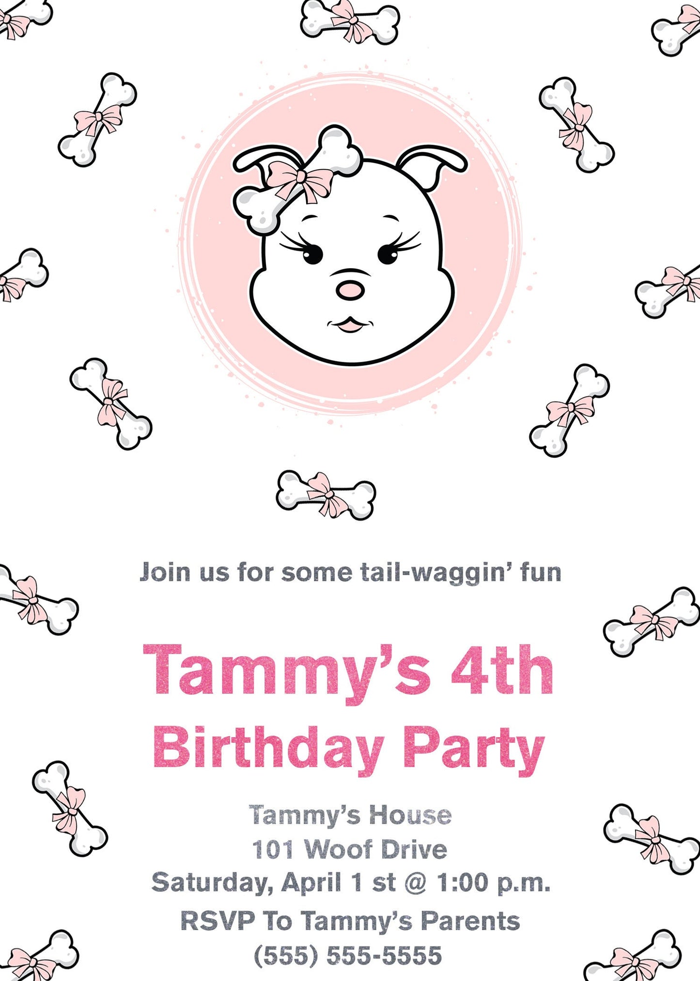 Poochie Diva “Diamond” Birthday Invitation | Kids Party Invite | Dog Stationery | Dog Birthday Invite | Digital Download Invite | Dog Lover