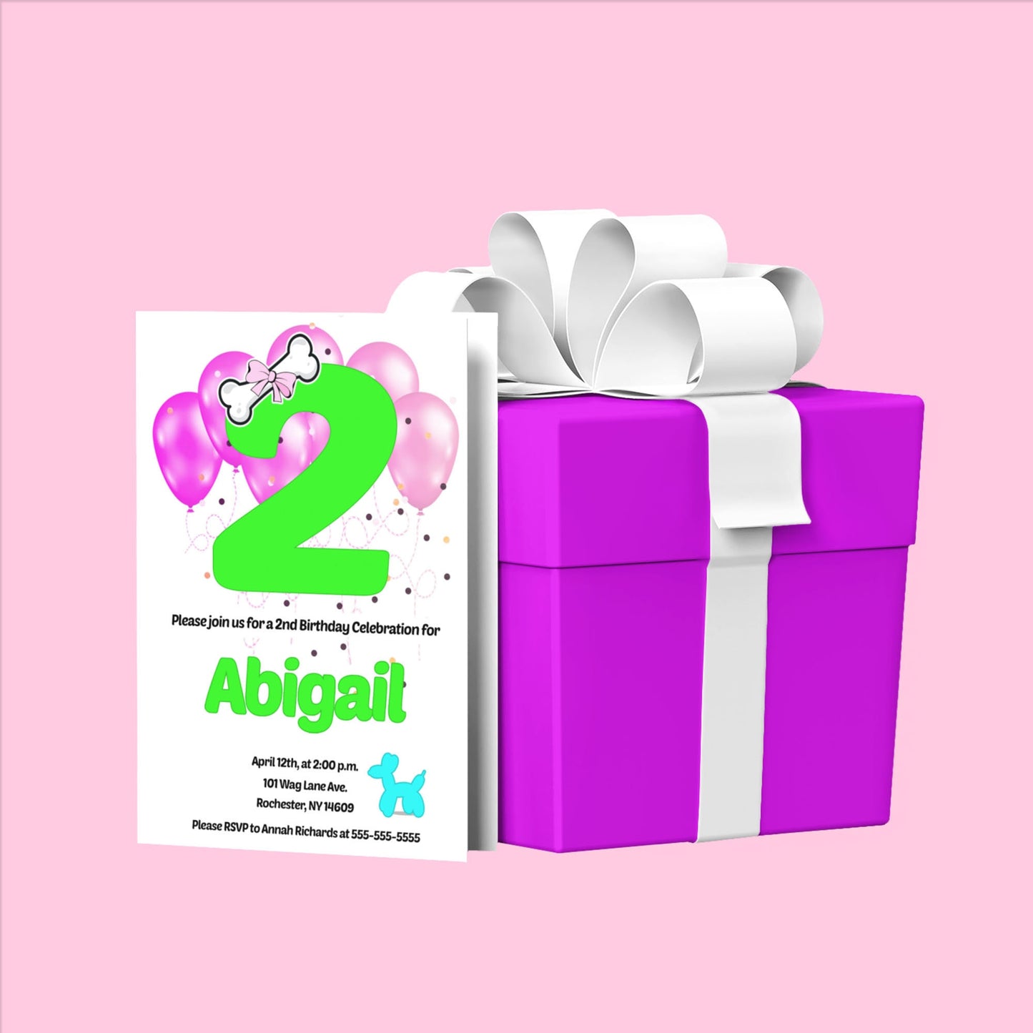 Diamond's Dog Bone Number Invites, Printable, Poochie Diva's Diamond Birthday Invitation, Personalized digital file, Free Thank You Tag