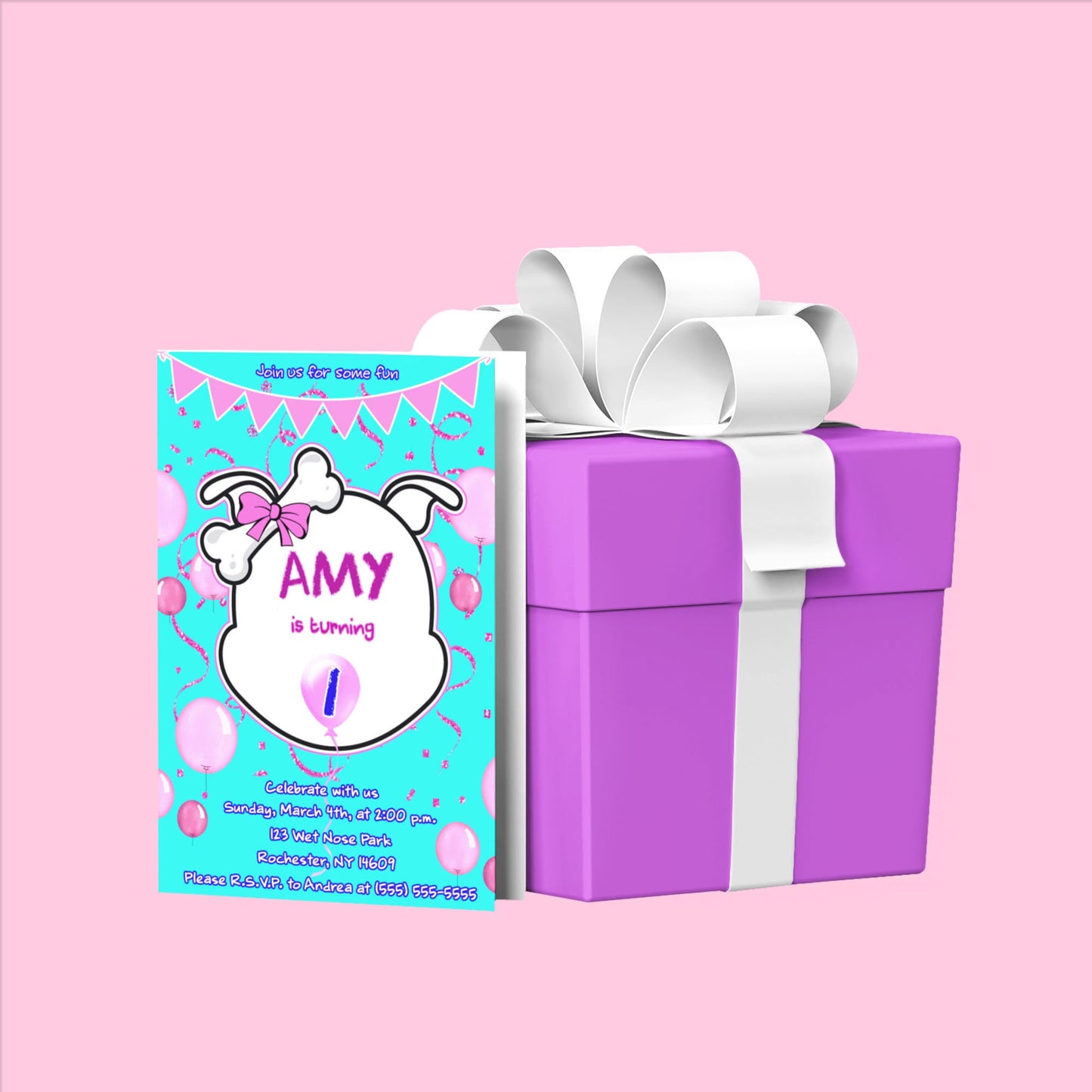 Dog Lover “Diamond's Outline Birthday Invitation | Kids Party Invite | Dog Stationery | Dog Birthday Invite | Digital | Invitation Printable