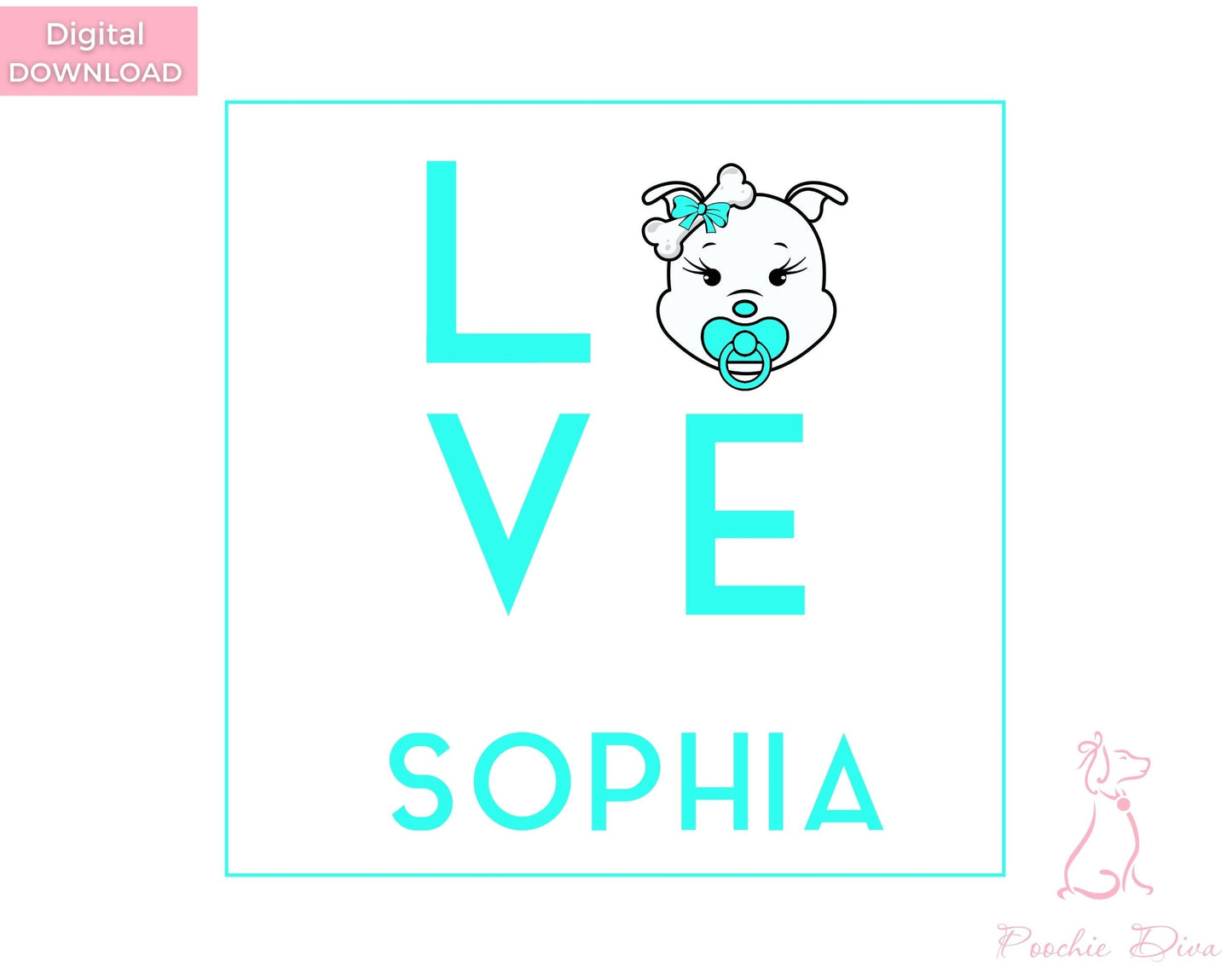 Custom Love “Diamond” Dog Wall Art Print | Dog Wall Art | Dog Home Decor | Dog Lover Gift | Nursery Decor | Custom Kids Decor | Love Print