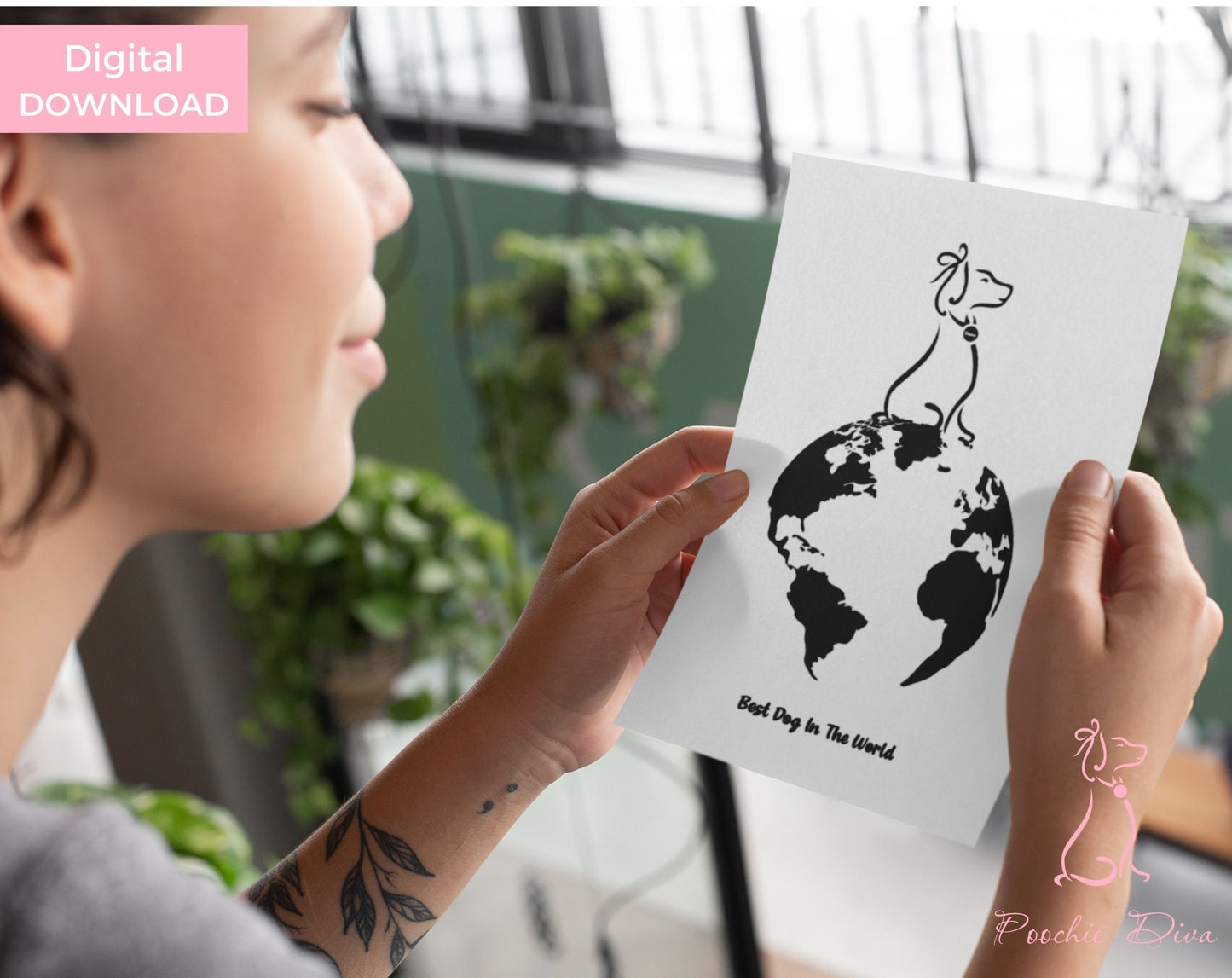 Poochie Diva's Best Dog in the World Wall Art Sign | Dog Wall Art | Dog Lover Sign | Best Dog Art | Digital Download | Dog Lover Gift