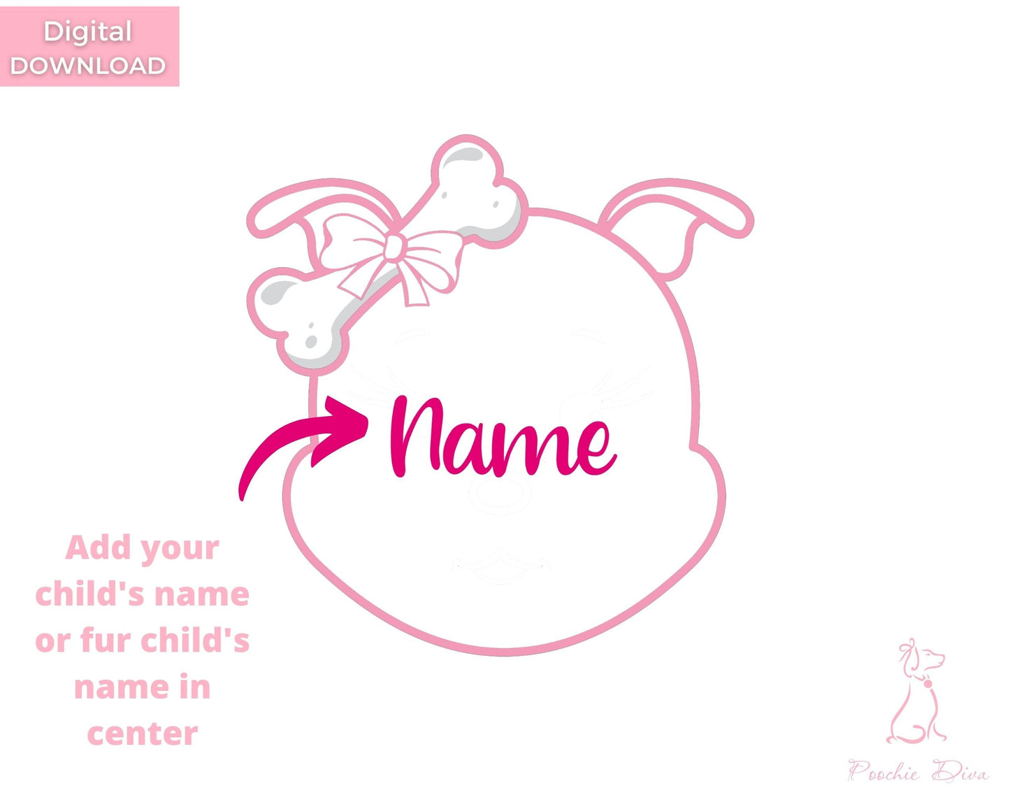 Poochie Diva's Custom “Diamond” Dog Name Wall Art Print | Dog Wall Art | Fur Baby Art | Dog Lover Gift | Digital Download | Pet Print