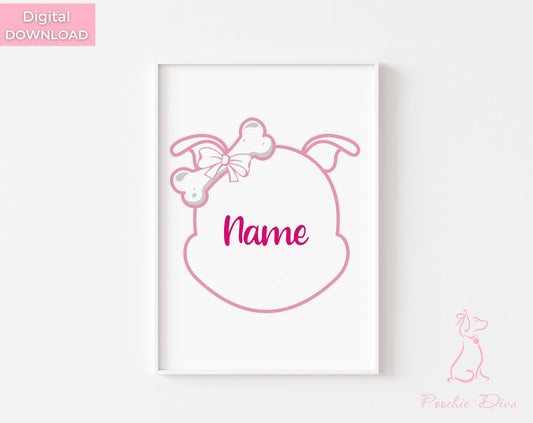 Poochie Diva's Custom “Diamond” Dog Name Wall Art Print | Dog Wall Art | Fur Baby Art | Dog Lover Gift | Digital Download | Pet Print