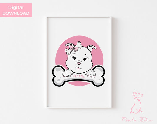 Poochie Diva's Custom “Diamond” the Dog Wall Art Print | Wall Art Pet Print | Dog Wall Art | Dog Lover Gift | Dog Home Decor | Digital