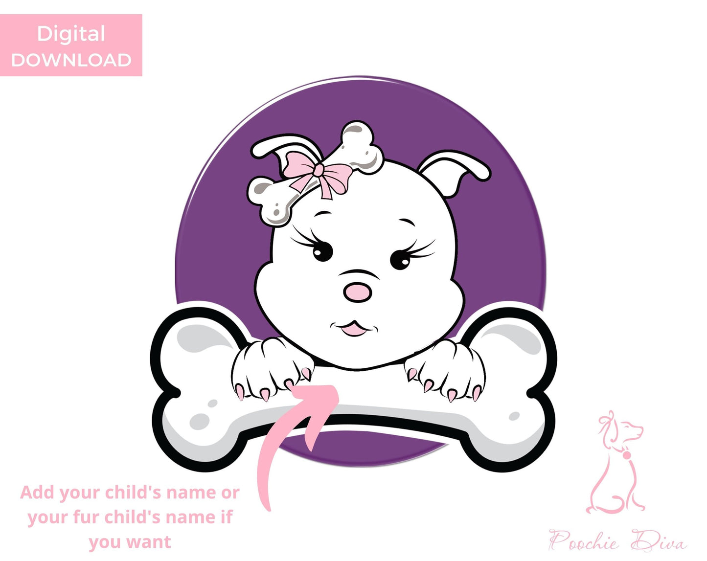 Poochie Diva's Custom “Diamond” the Dog Wall Art Print | Wall Art Pet Print | Dog Wall Art | Dog Lover Gift | Dog Home Decor | Digital