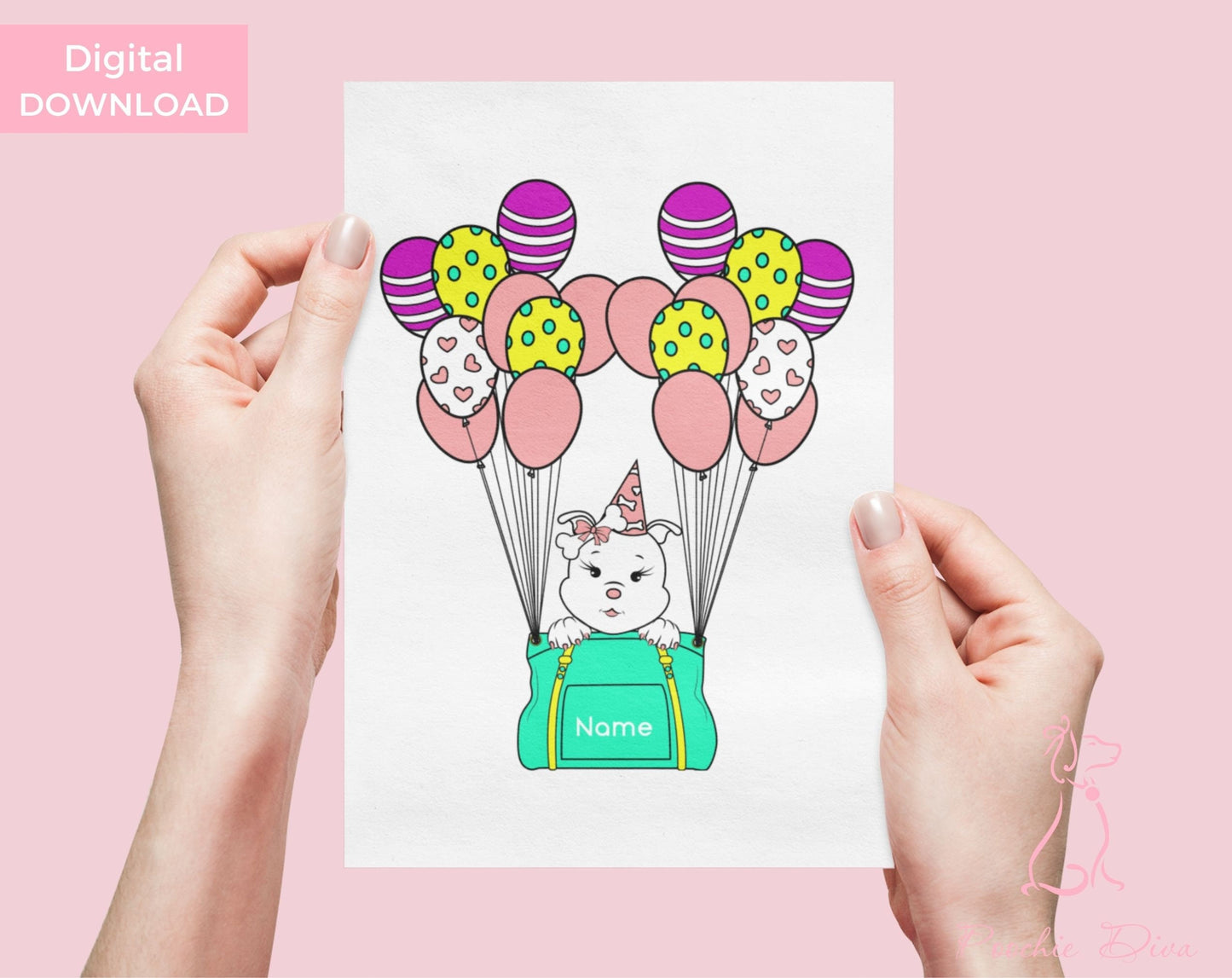 Custom “Diamond” the Dog Traveler Wall Art Print | Wall Art Pet Print | Dog Wall Art | Fur Baby Art | Dog Lover Gift | Digital Download