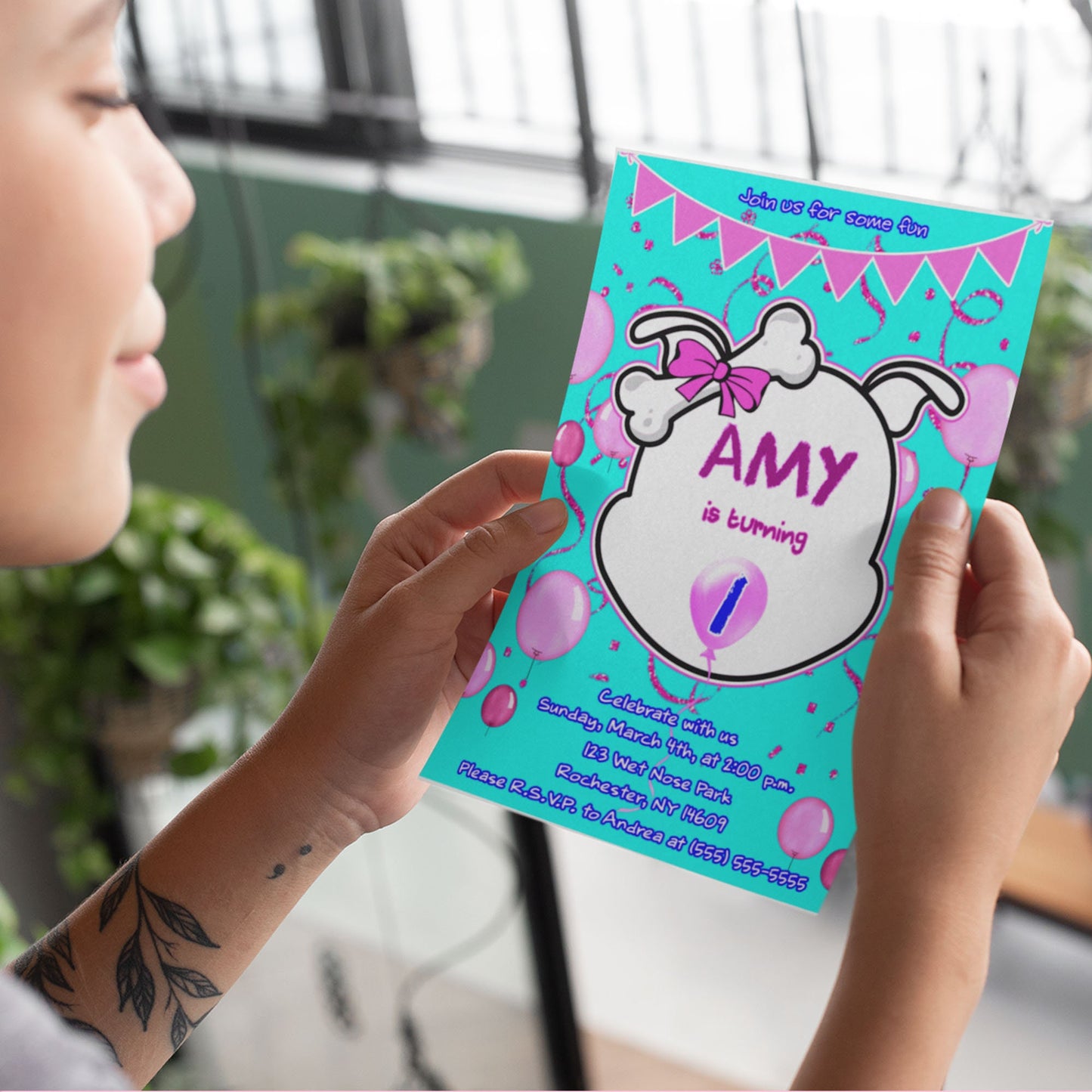 Dog Lover “Diamond's Outline Birthday Invitation | Kids Party Invite | Dog Stationery | Dog Birthday Invite | Digital | Invitation Printable