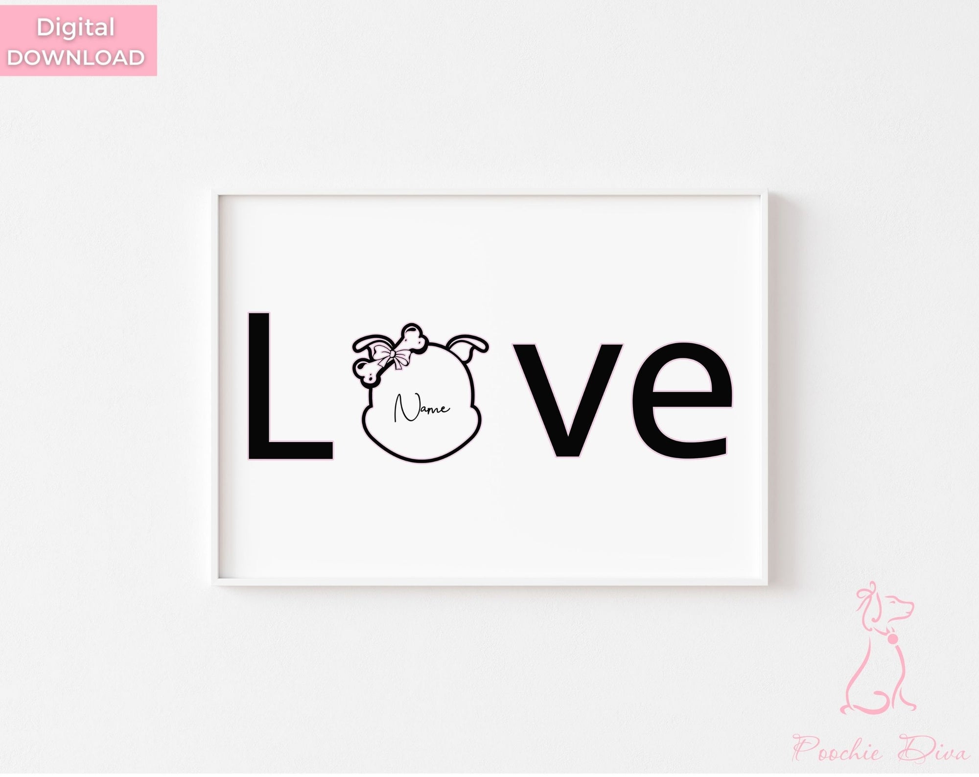 Custom Puppy Love “Diamond” Wall Art Print | Wall Art Pet Print | Dog Wall Art | Custom Dog Art | Dog Lover Gift | Digital Download