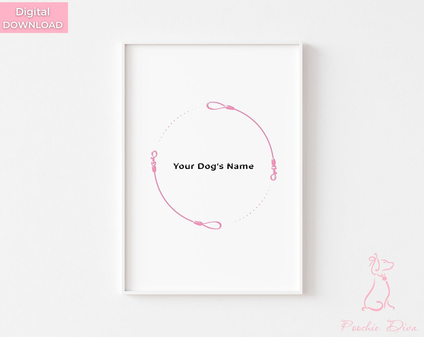 Poochie Diva's Custom Dog Leash Wall Art Print | Wall Art Pet Print | Dog Wall Art | Dog Leash Art | Dog Lover Gift | Digital Download