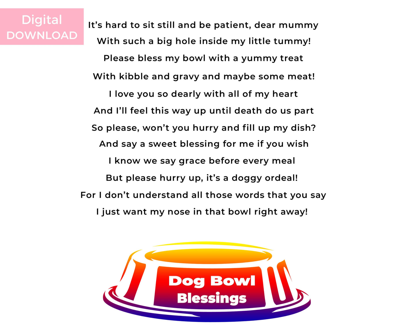 Poochie Diva's Dog Bowl Blessings “Patience” Wall Art Print | Wall Art Pet Print | Dog Wall Art | Dog Lover Gift | Digital Download