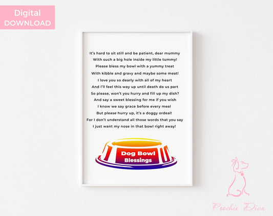 Poochie Diva's Dog Bowl Blessings “Patience” Wall Art Print | Wall Art Pet Print | Dog Wall Art | Dog Lover Gift | Digital Download