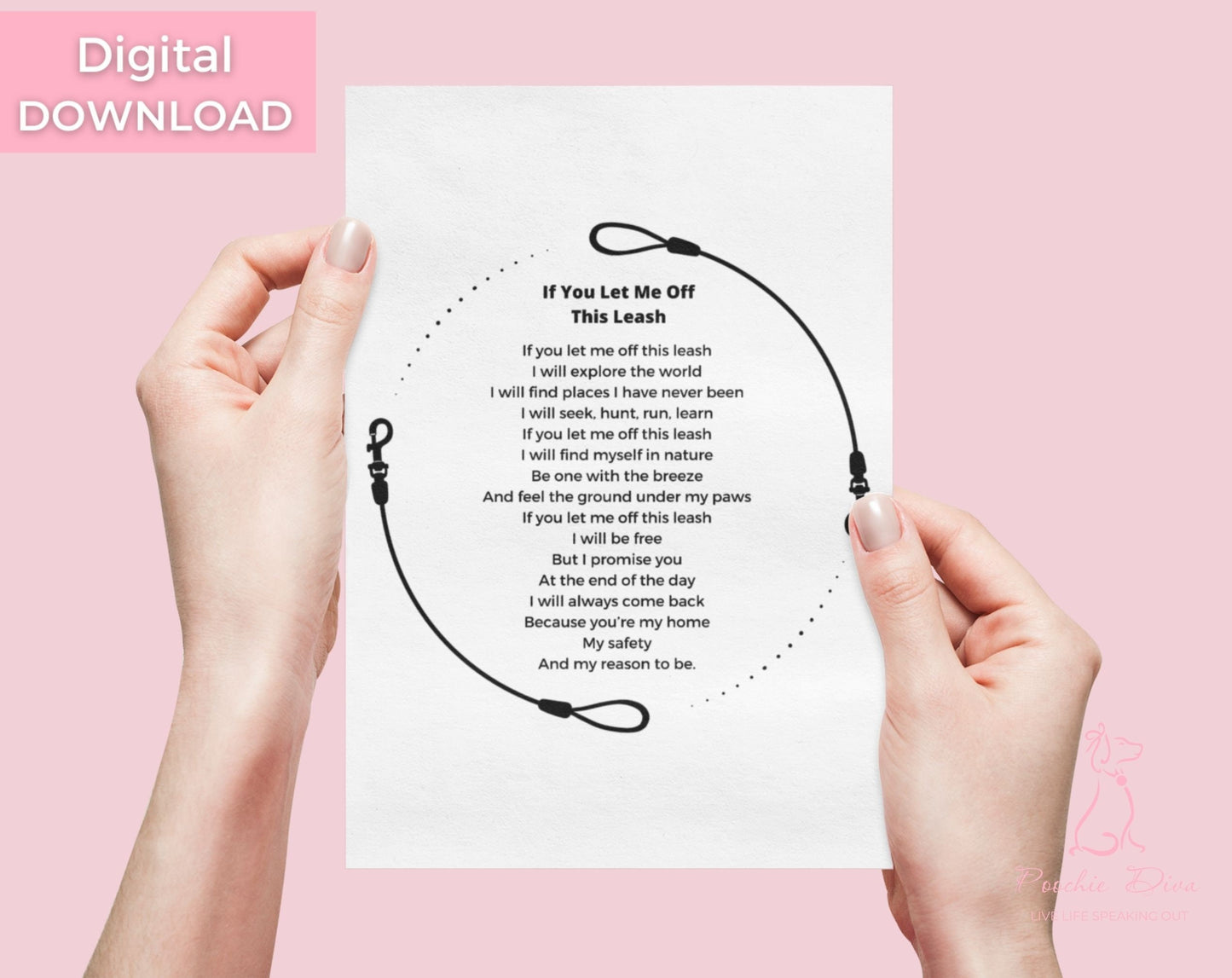 If You Let Me Off This Leash poem  Wall Art Print | Wall Art Pet Print | Dog Wall Art | Dog Home Decor | Dog Lover Gift | Digital Download