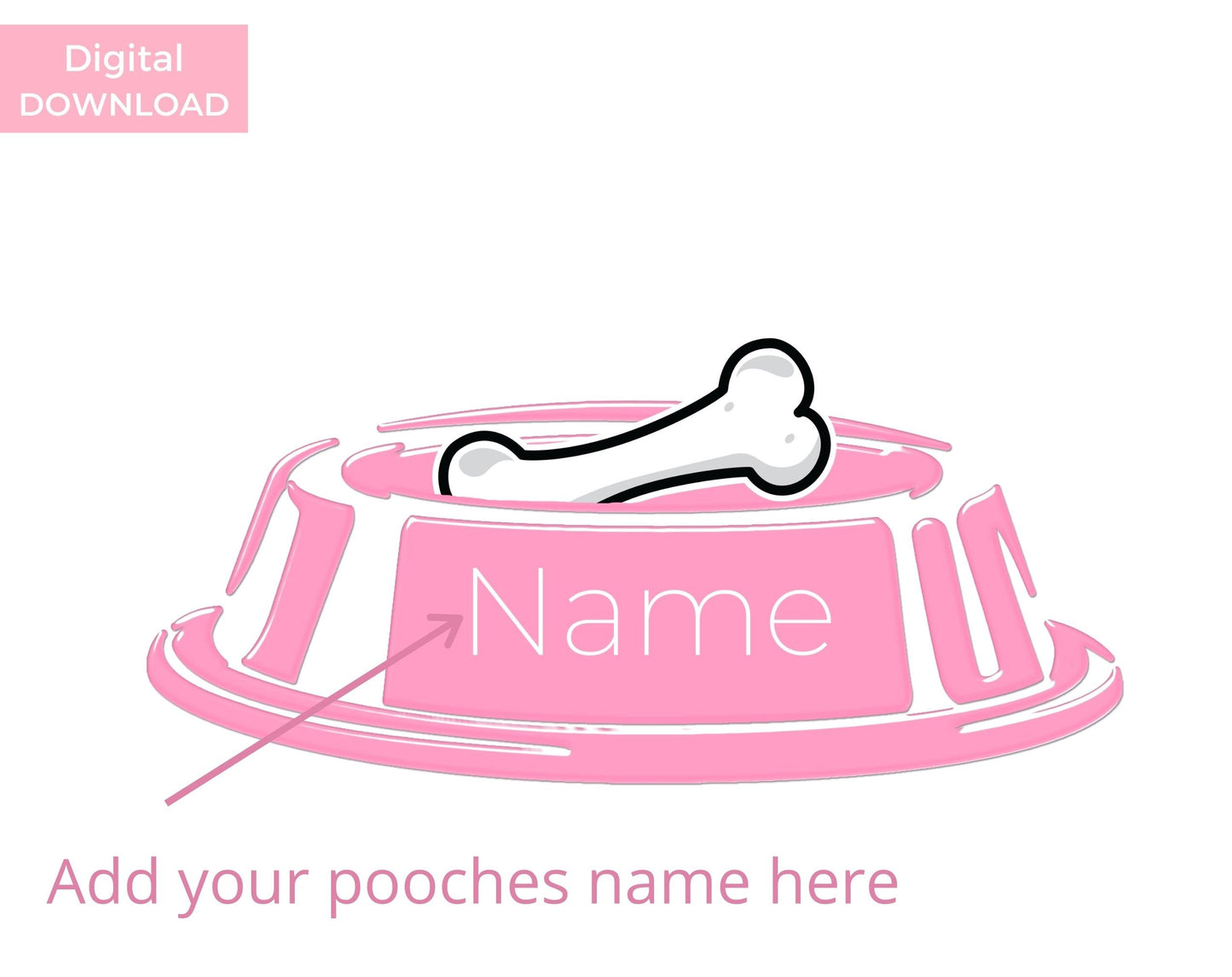 Poochie Diva's Custom Dog Bowl Name Wall Art Print | Wall Art Pet Print | Dog Wall Art | Fur Baby Art | Dog Lover Gift | Digital Download