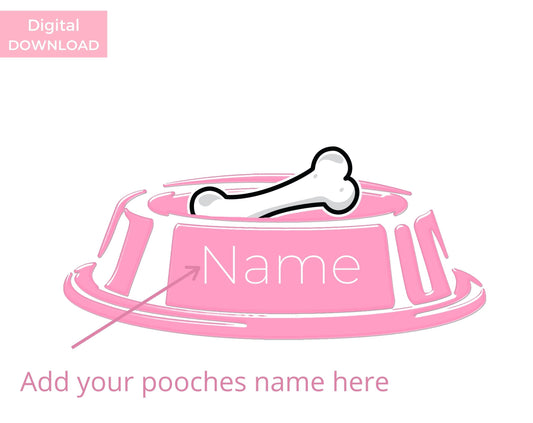 Poochie Diva's Custom Dog Bowl Name Wall Art Print | Wall Art Pet Print | Dog Wall Art | Fur Baby Art | Dog Lover Gift | Digital Download
